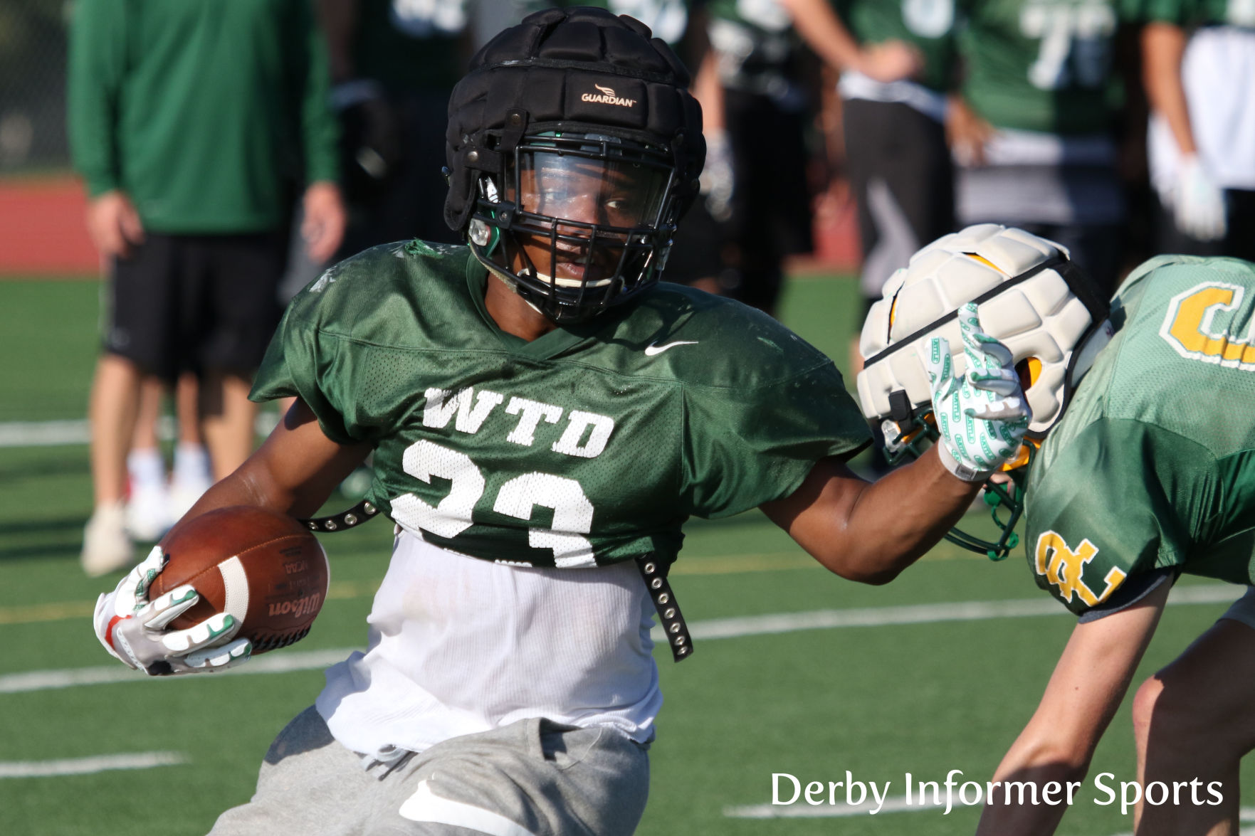 Derby football scrimmage (Tre Washington)